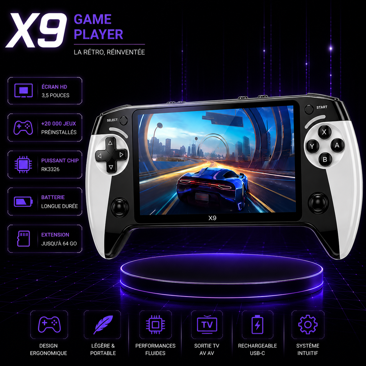 Console de jeux portable X9