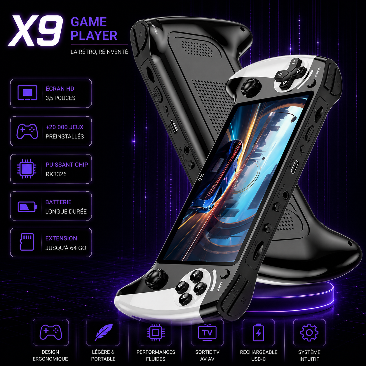 Console de jeux portable X9